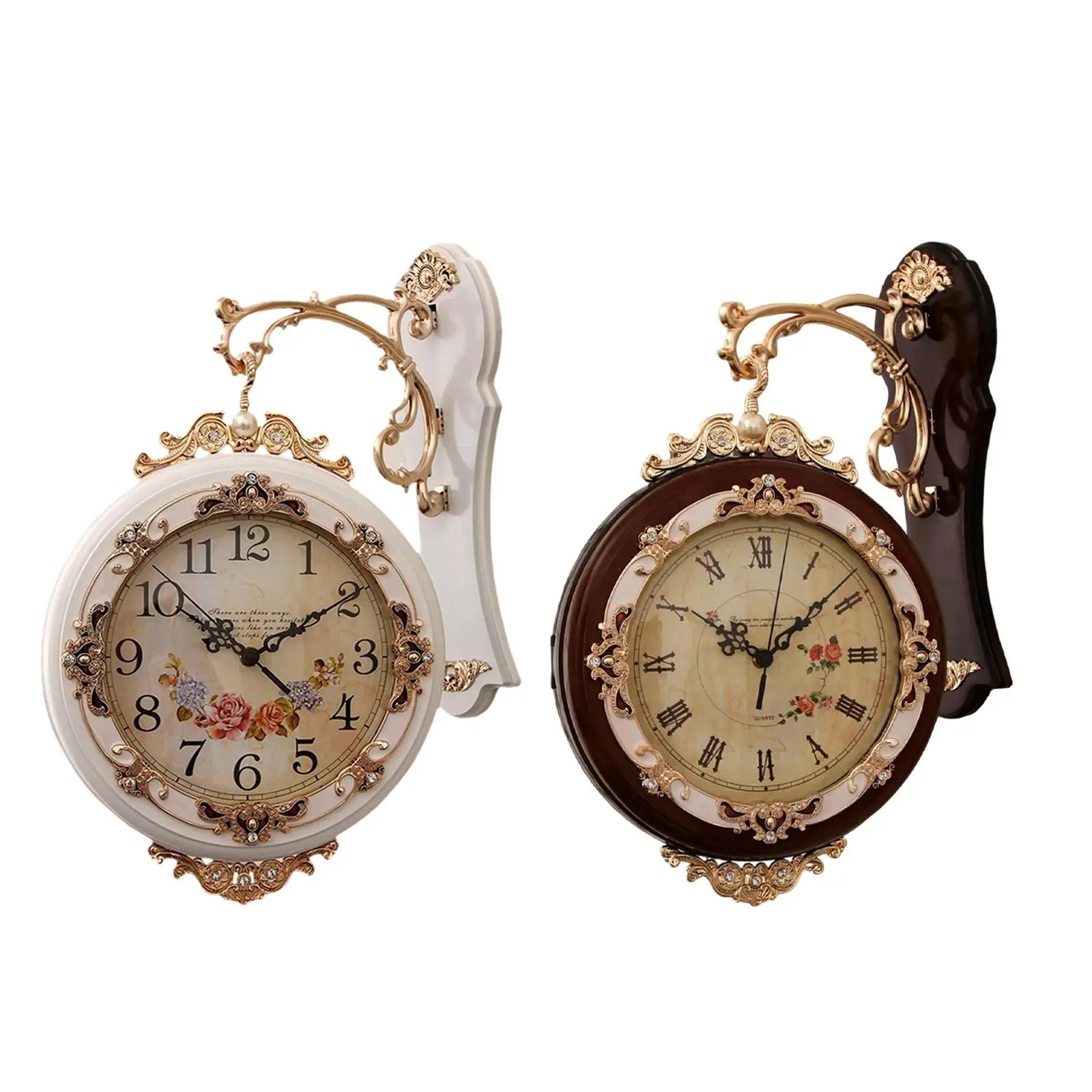 

Double Sided Wall Clock Quiet Decorative Art Clock for Porch Office Bar