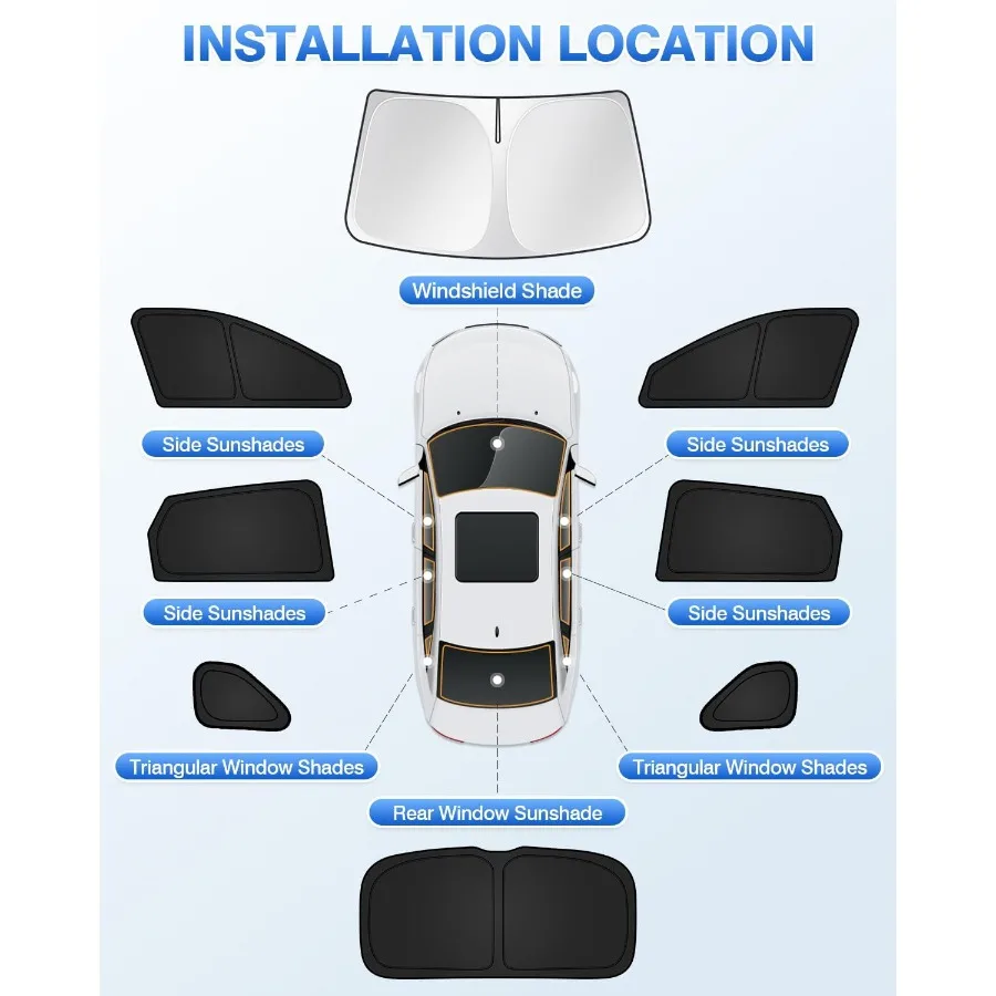 Sunshades for  Kona 2024 2025 2026 Accessories Windshield Sun Shade Side Rear Window Shade Cover Sun Visor Shield Privacy Prote