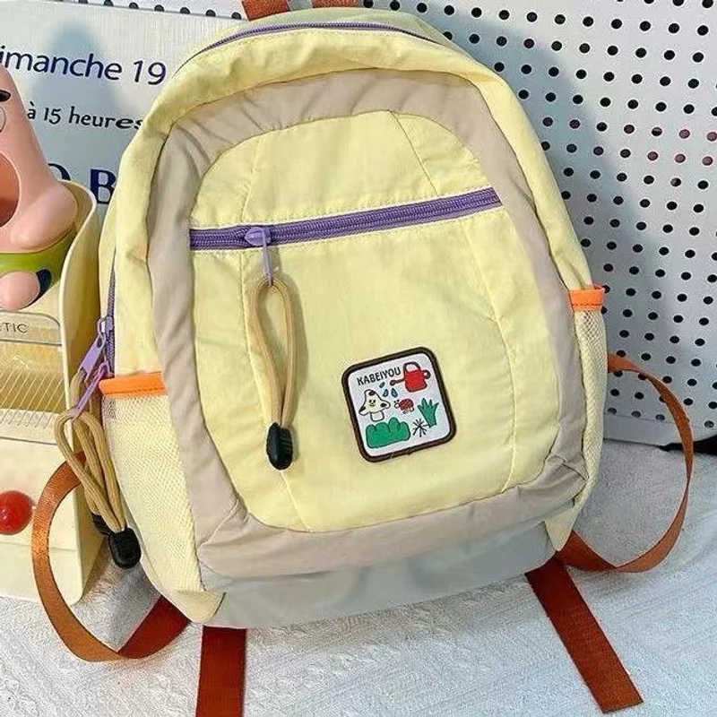 

Patchwork Cute Backpack For Students Lightweight Small Fashion Backpacks Sweet Girl Outdoor Travel Bag Korean Yellow School Bags