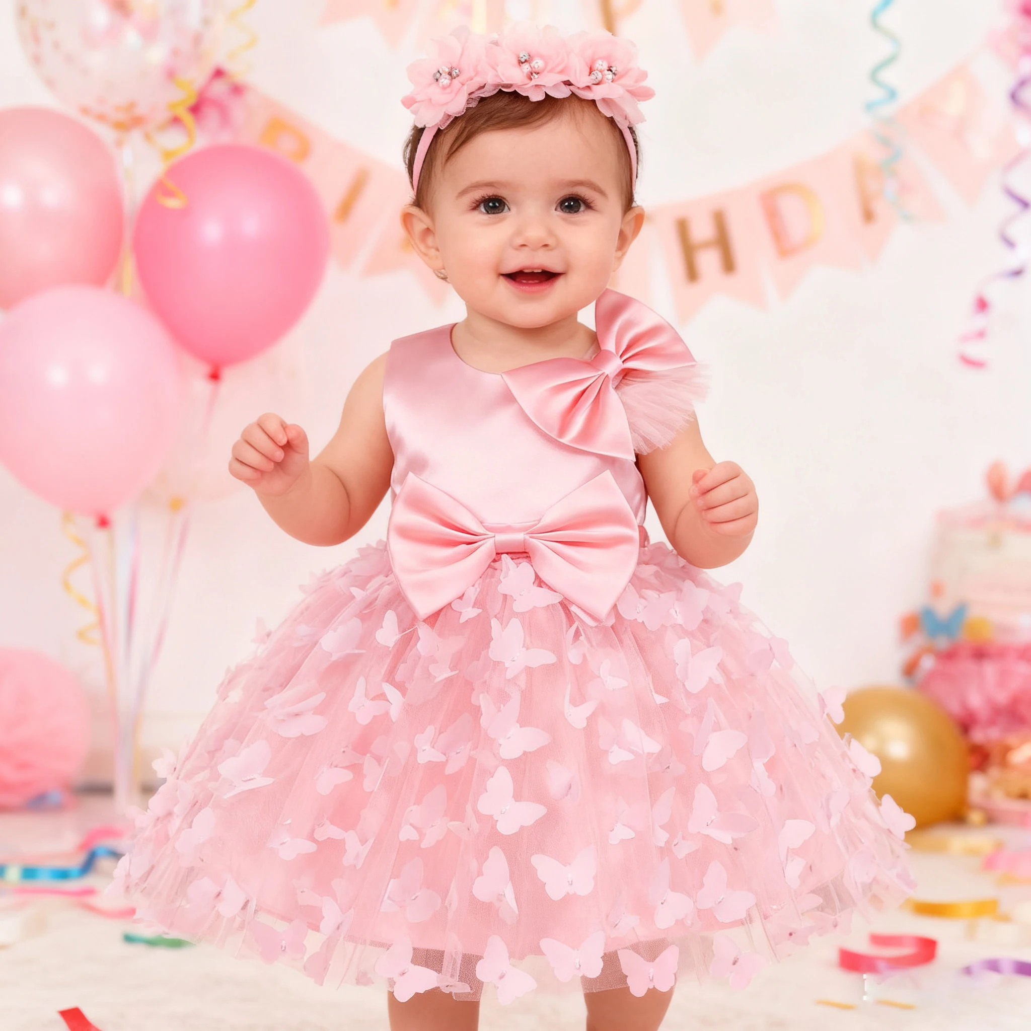 

Милое детское платье принцессы с цветочным узором для девочек, милый детский костюм для новорожденных, Рождества, дня рождения, свадьбы, крещения, детская одежда