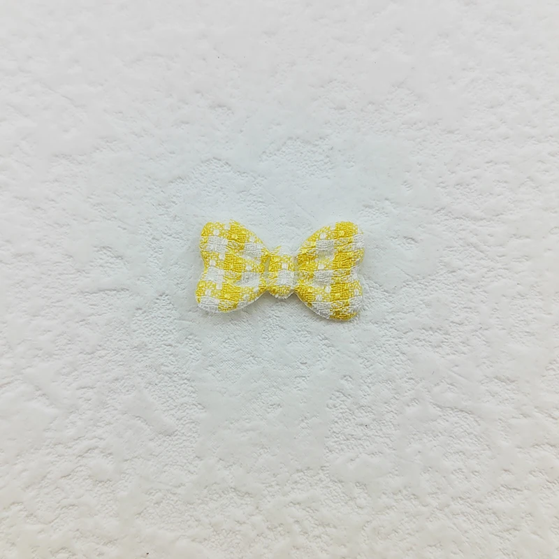 100 Stück Gingham-Schleifen-Applikations-Patches, 2 x 1,2 cm, gepolstert, für DIY-Kleidung, Hüte, Bastelarbeiten, Nähzubehör, Haarspangen, Schleifendekoration – Detail 3