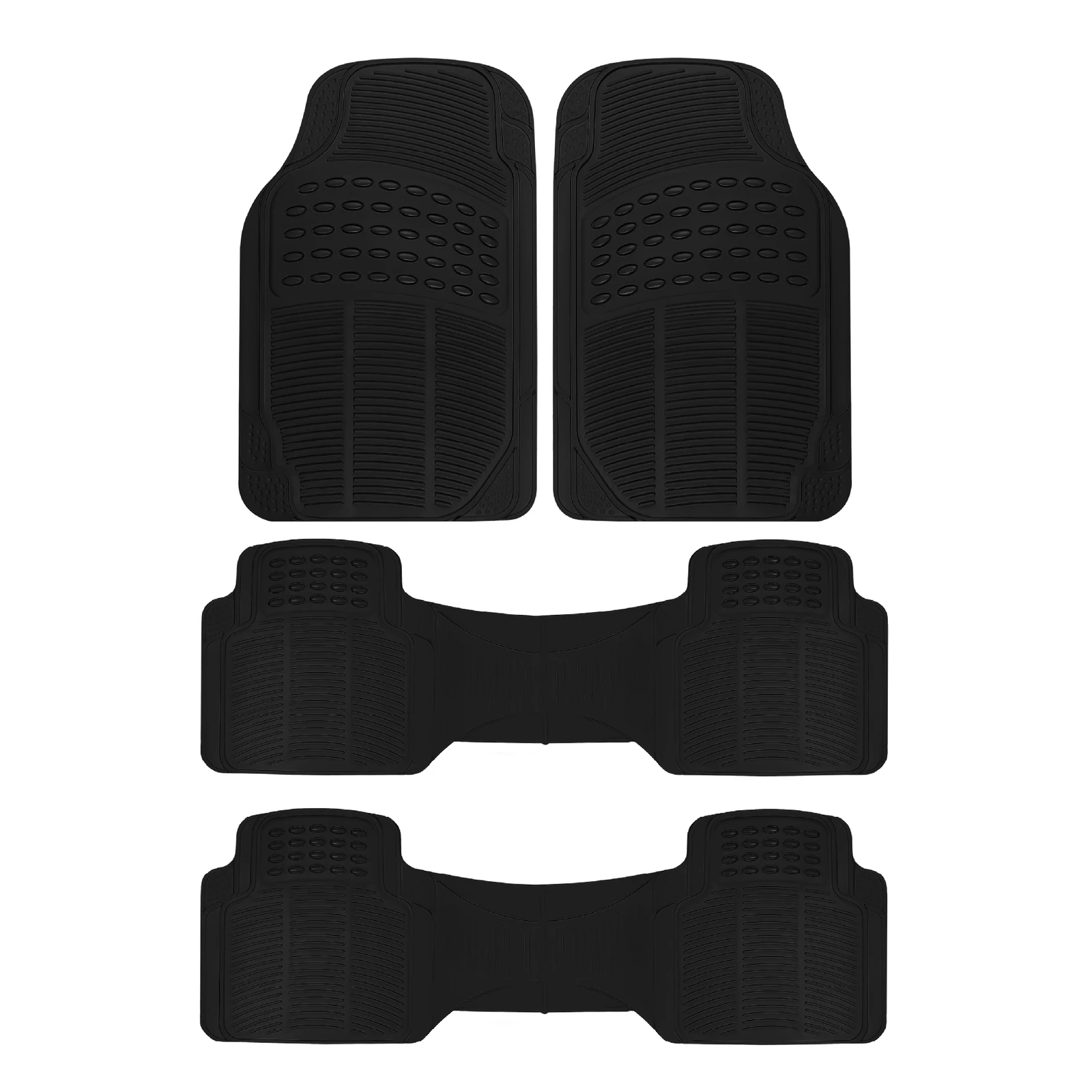 

All Weather Rubber Car Floor Mats 3 Row Coverage for Chevrolet Traverse - Black