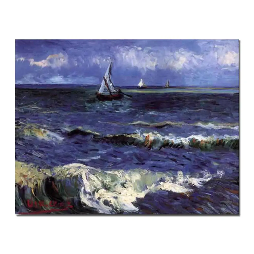 

Textured Canvas Art Seascape Near Saintes-maries of Vincent Van Gogh Oil Paintings Reproduction Hand-painted Artwork Home Decor