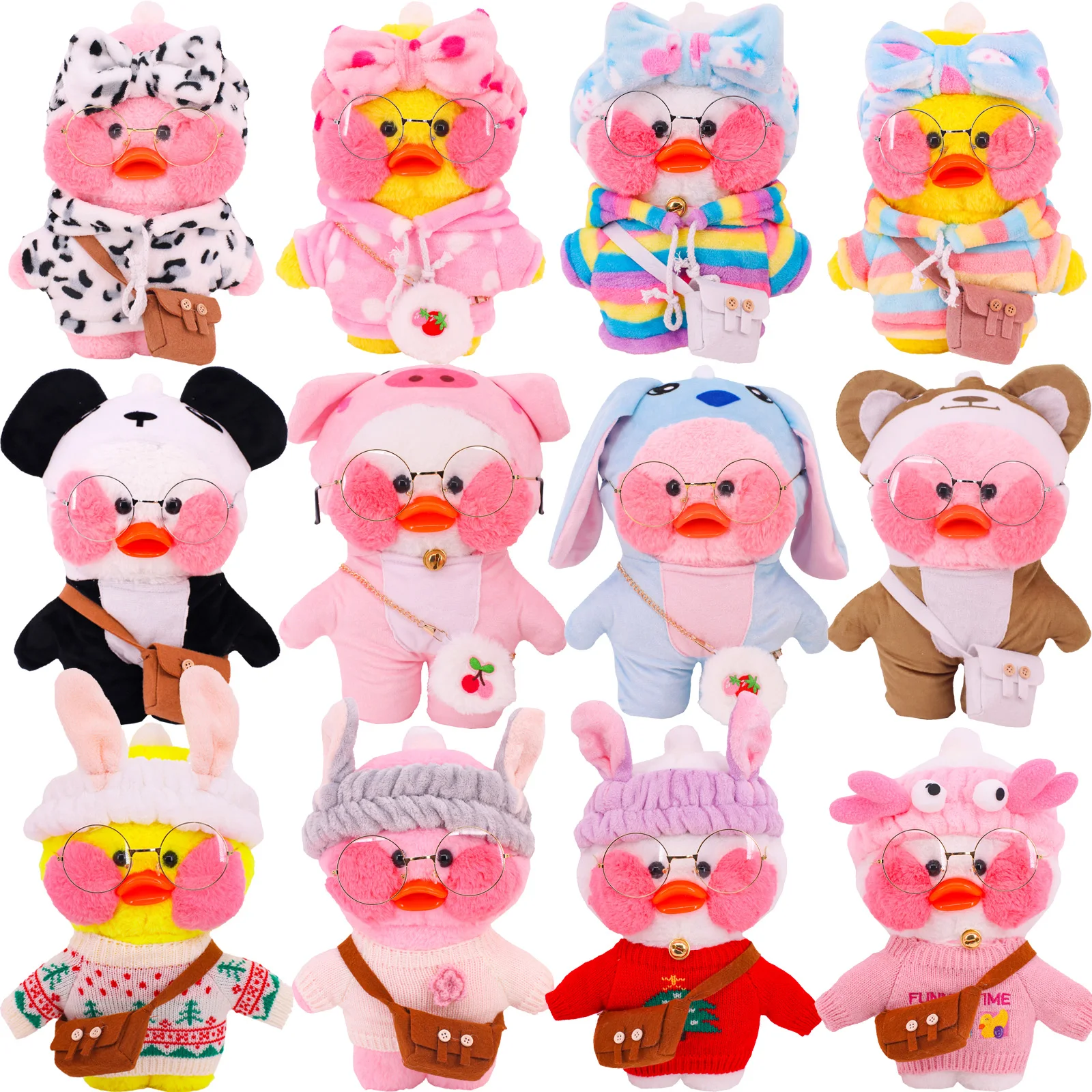 3 Pcs/Set Duck Doll Clothes Accessories Headband Glasses Bag for 30 Cm lalafanfan Plush Stuffed Toy Cute Animals Bodysuit,Gifts