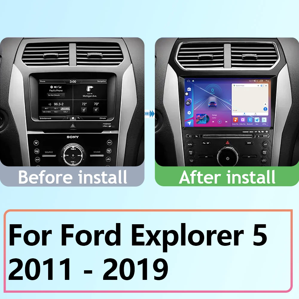 For Ford Explorer 5 2011- 2019 Android Auto 4G WIFI Car Radio Multimedia Video Player Stereo GPS Navigation BT DSP No 2Din DVD