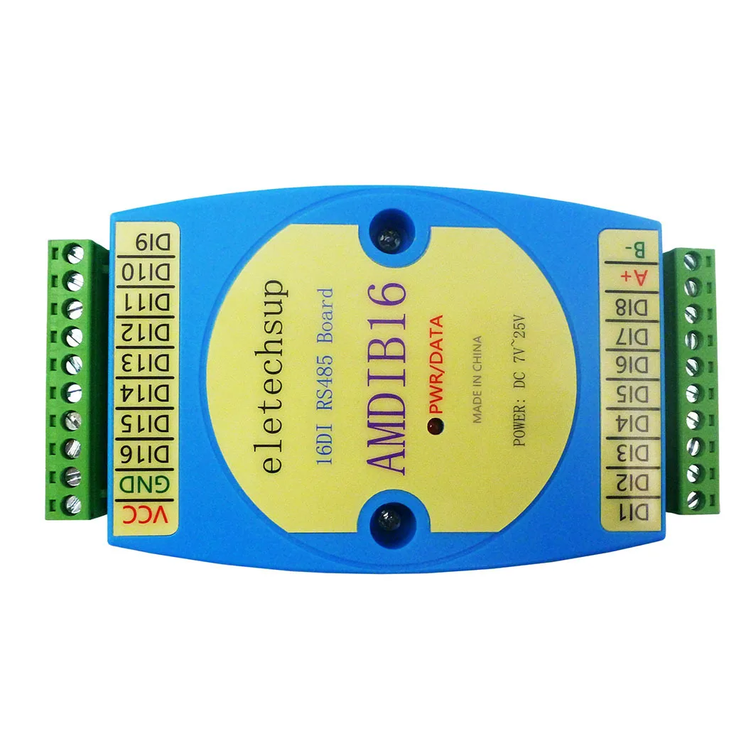 DC 9V 12V 24V 10A 16 Channel NPN Digital Input Module RS485 3KV Isolated Communication MODBUS RTU PLC Expansion Board