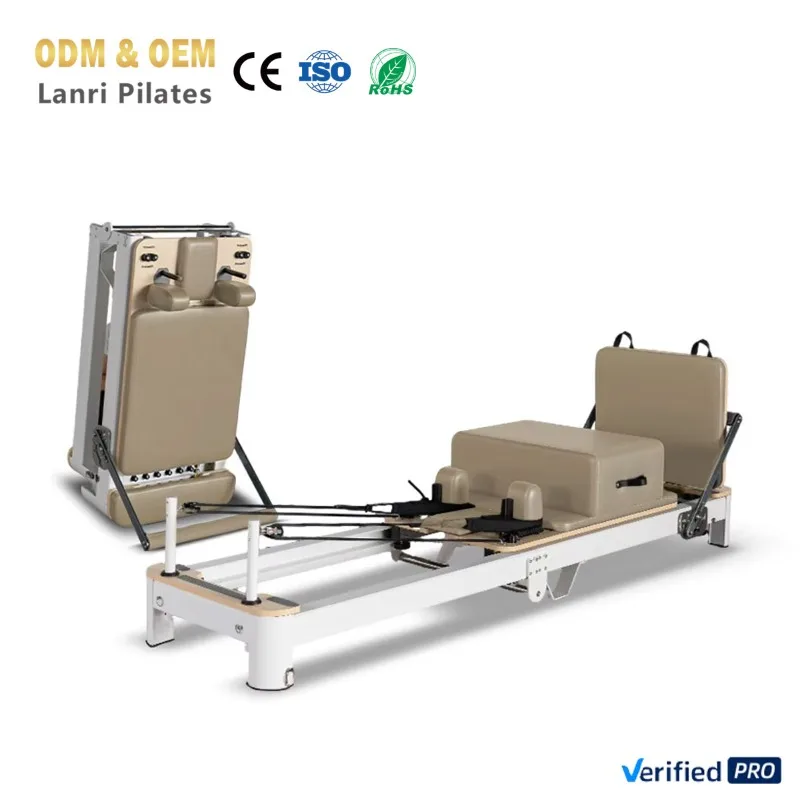 

Портативный регулируемый складной реформер для пилатеса из белого алюминия на заказ для тренировки тела