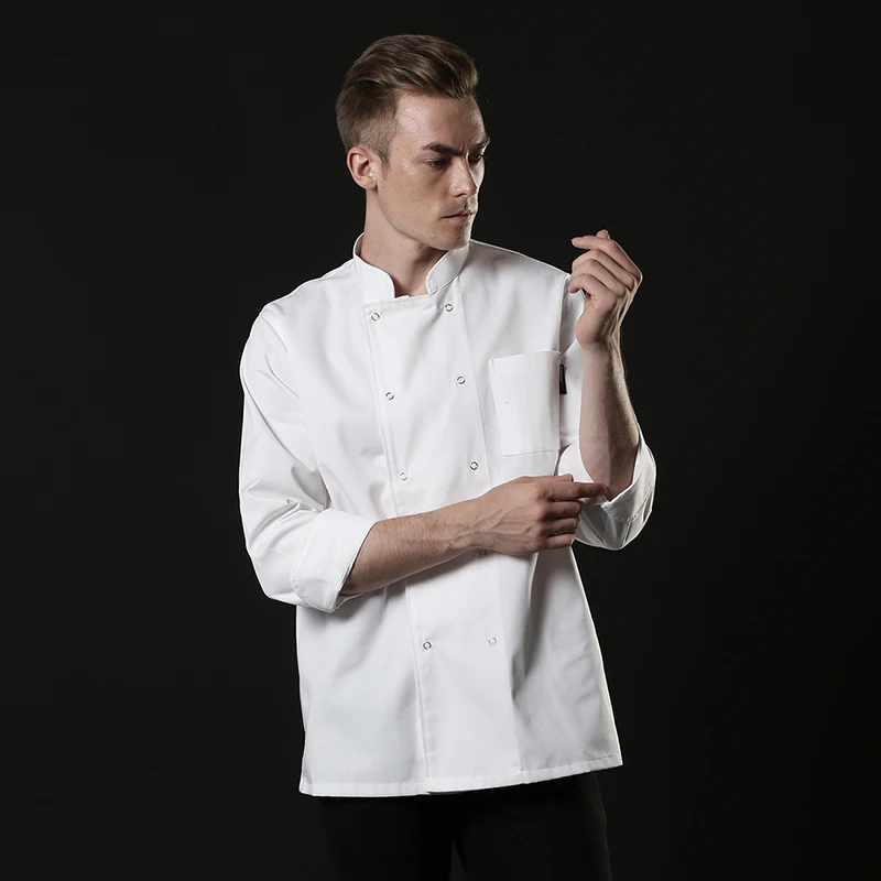 Chef-Koks Met Lange Mouwen Unisex Restaurant Hotel Cook Coat Bakerkeukenkleding Chef 'S Kok Mannelijke Ober Werk Uniform Vrouw Man