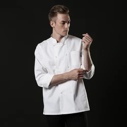 Long Sleeve Chef Jackets Unisex Restaurant Hotel Cook Coat BakerKitchen Clothes Chef's Cook Male Waiter Work Uniform Woman Man