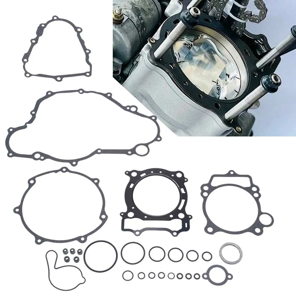 

Motorcycle 1Set Complete Engine Gasket Rebuild Kit Black For Yamaha YFZ450 2004-2013 Cylinder Top & Bottom Cylinder Head Gasket