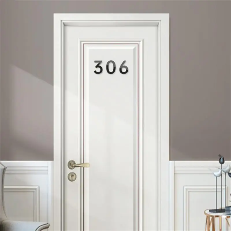 Self-adhesive 3D Numeral Plate Plaque Sign Gate Digits Number Tag Door Label Hotel Plastic 0 to 9 Plating Home Sign Drawer House