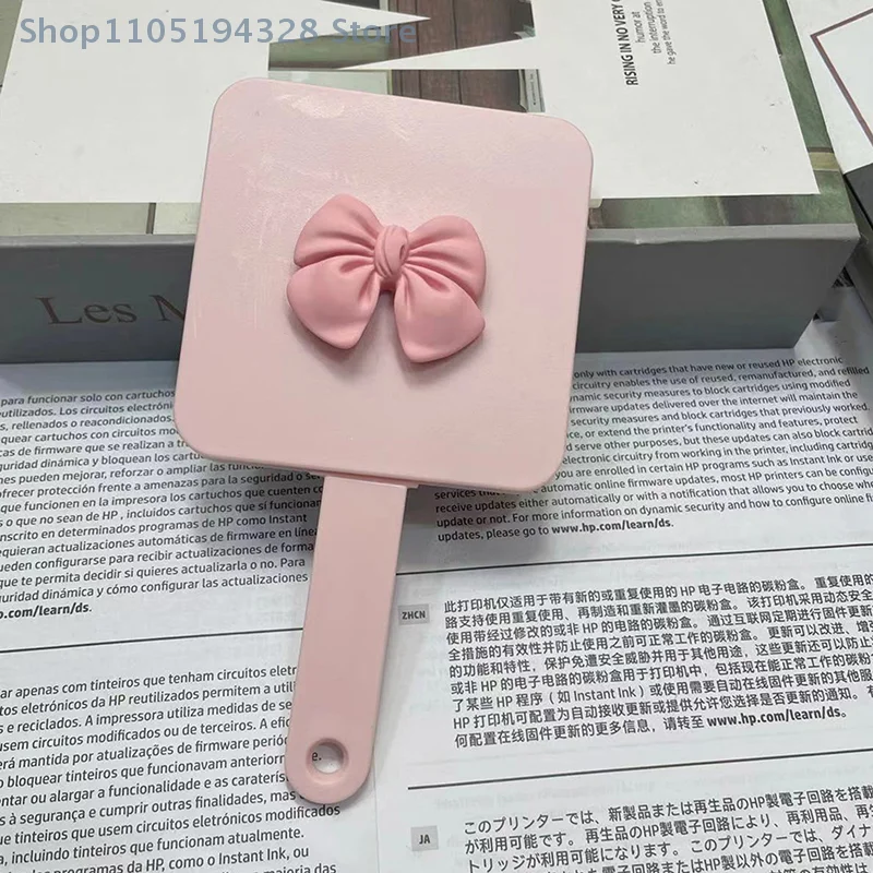 [MP] لطيف ربطة القوس فيونكة مشط مرآة مستخرجة مربع يده مرآة تدليك الشعر أداة السفر فرشاة شعر تدليك أداة التصميم