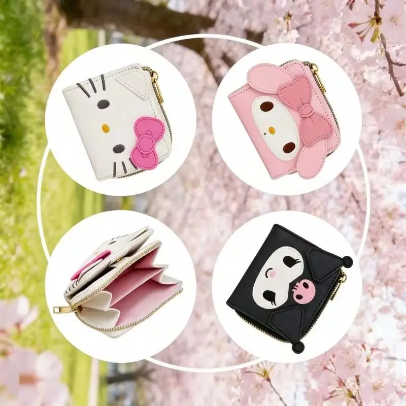

Кошельки-брелоки Hello Kitty из ПУ, плюшевые мини-сумки Cinnamoroll, My Melody, Kuromi, мультяшные портативные косметички Kawaii