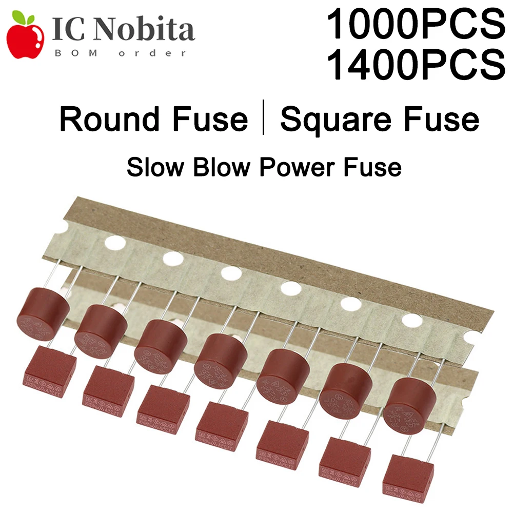 1000PCS 1400PCS Round Fuse Slow Blow Square Fuse 500mA 1A 2A 2.5A 3.15A 4A 5A 6.3A 8A 10A 250V 382 Plastic LCD TV Power Fuses