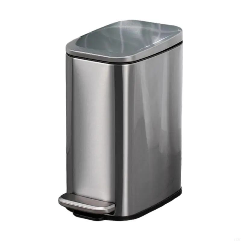  Rectangular Trash Can for Bathroom 6L Capacity Waste Can with Odor Control Lid Slip Resistant Base for Home Office