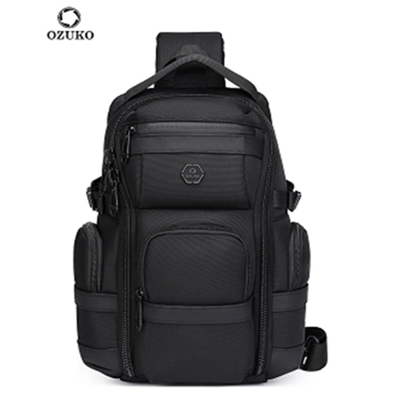 Ozuko bolsa crossbody de grande capacidade, bolsa de ombro para homens, à prova d'água, bolsa de peito tática, bolsa mensageiro, esportes ao ar livre