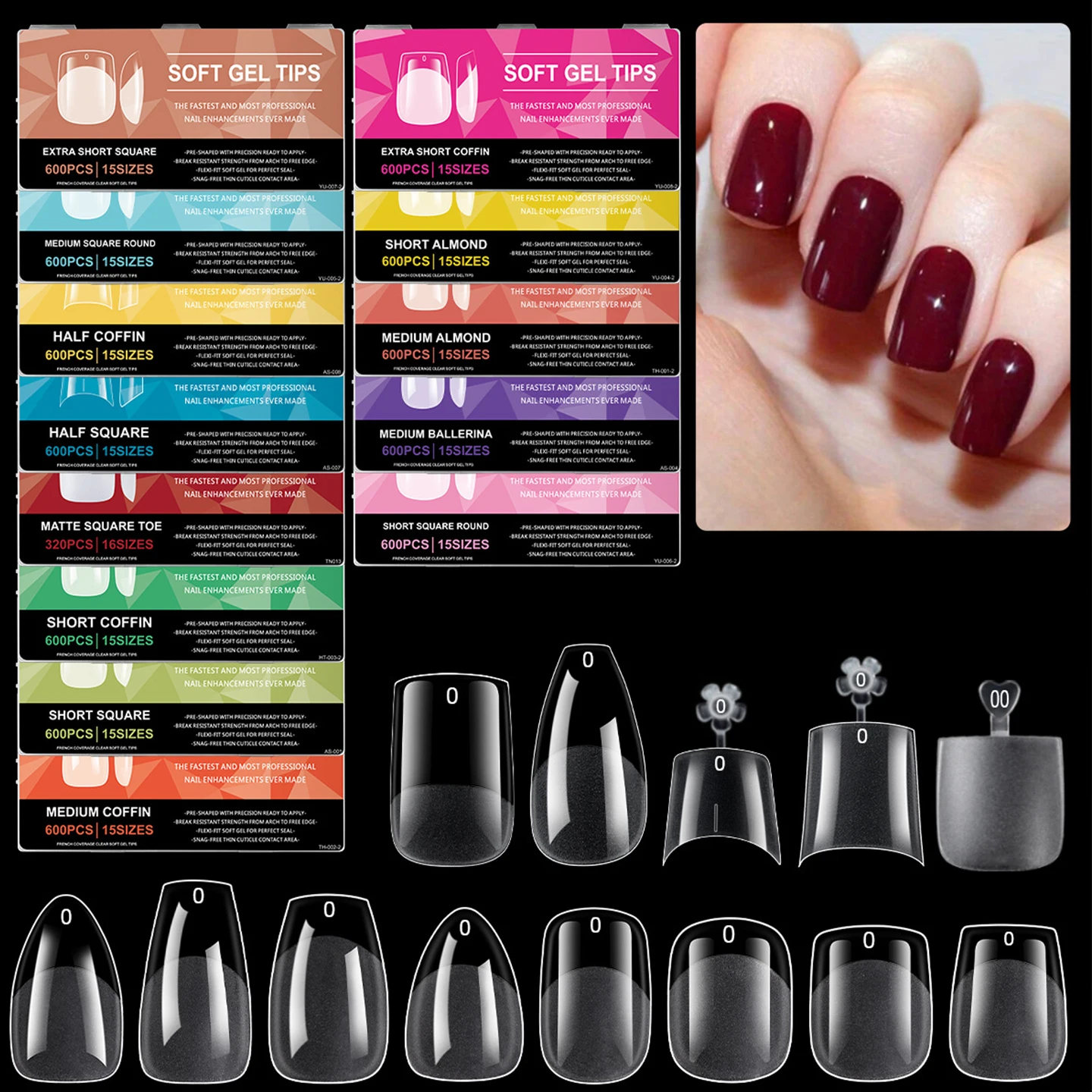 

600pcs XXS Super Short Almond Full Cover Sculpted Soft Gel Nail Tips Press-On Fake Nails Tailored for Short Small Nail Beds