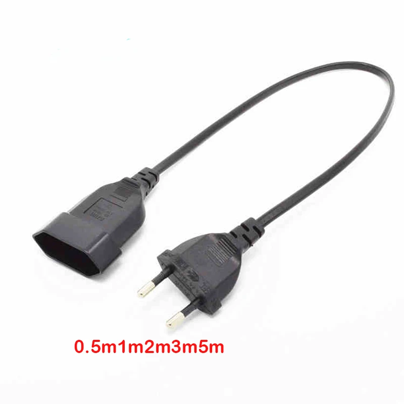 EU Male To Female Power Extension Cable, 2-conductor Power Adapter Cable for PC Computer PDU UPS 0.5M/1M/2M/3M/4M/5M