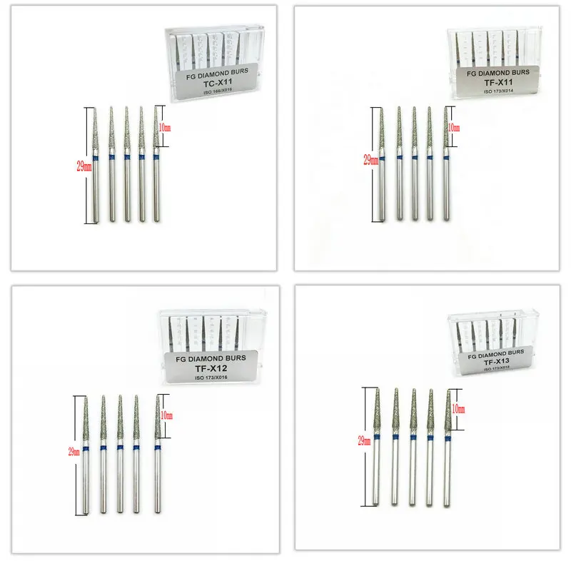 New Extra Long Dental Diamond Burs FG 1.6mm Shank for High Speed Handpiece Burs Dentist Tools 5pcs/pack