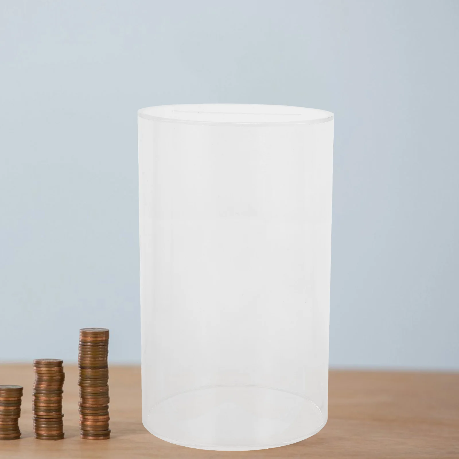 

2 Pcs Acrylic Piggy Bank Money Saving Jar Coin Safe Storage Box Transparent Cylindrical Shape Saving Money Jar Reusable
