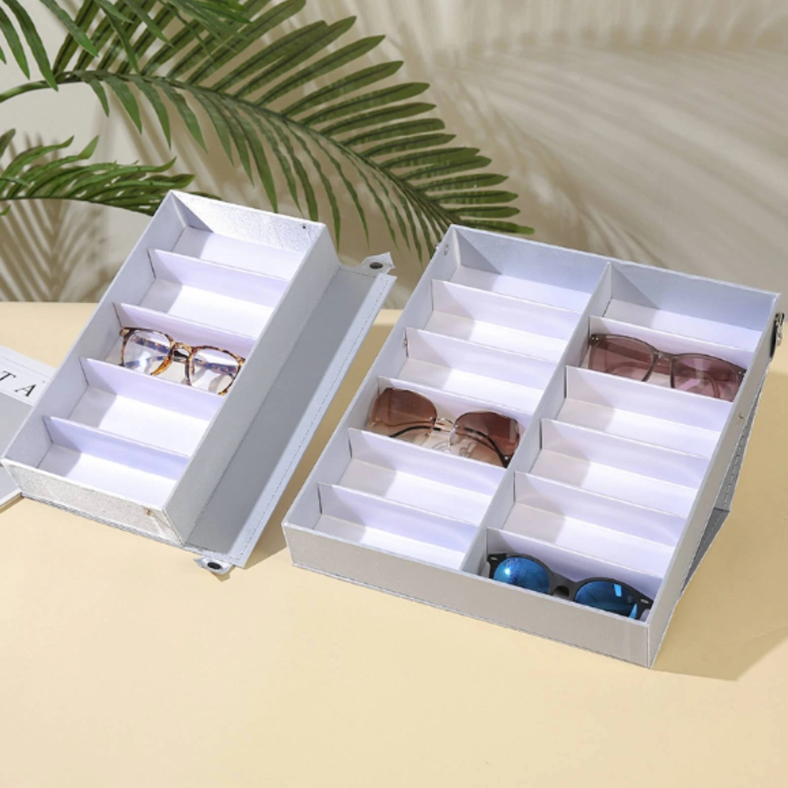 Eyewear Display Case Slanted Sunglasses Display Case Sunglass Organizer Tray Foldable Eyewear Tray Rectangular for Retailers