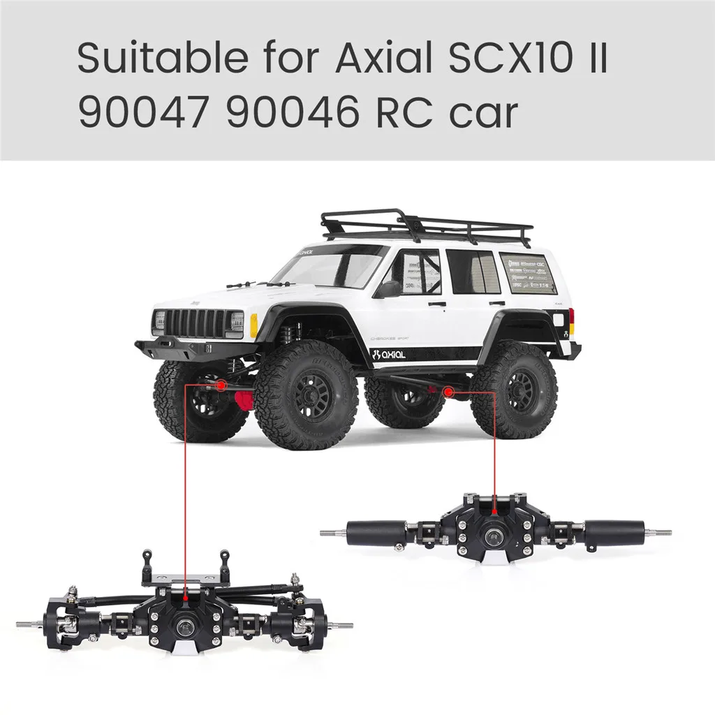 Eje delantero y trasero de aleación para camión teledirigido, piezas de repuesto para Axial SCX10 II 90046 90047