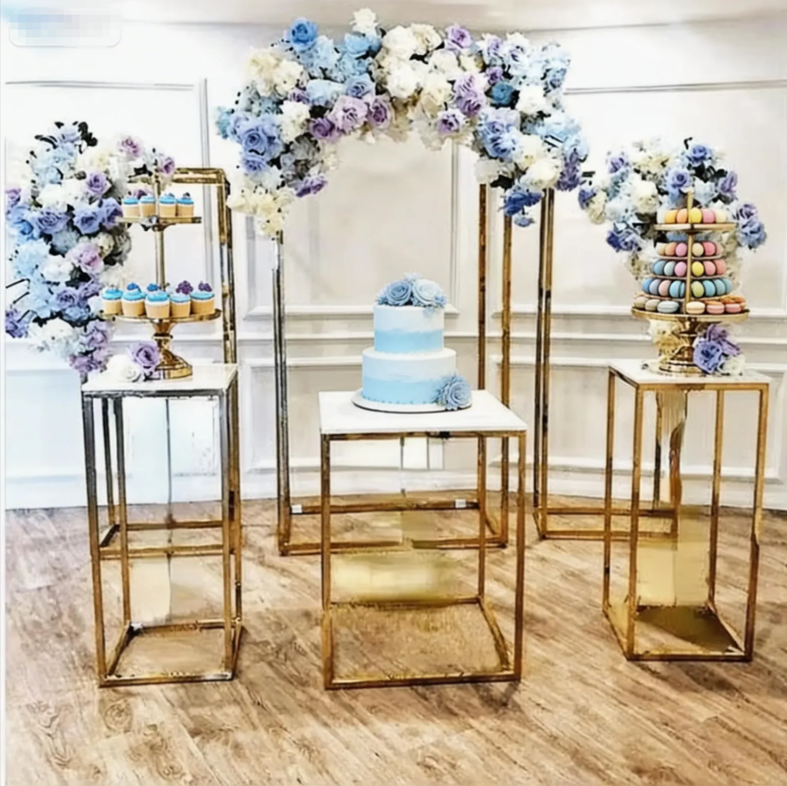 3PCS Metal Frame Flower Table Candy Holder Backdrop Wedding Party Favors Birthday Baptism Dessert Table Decor  Grand Event Props