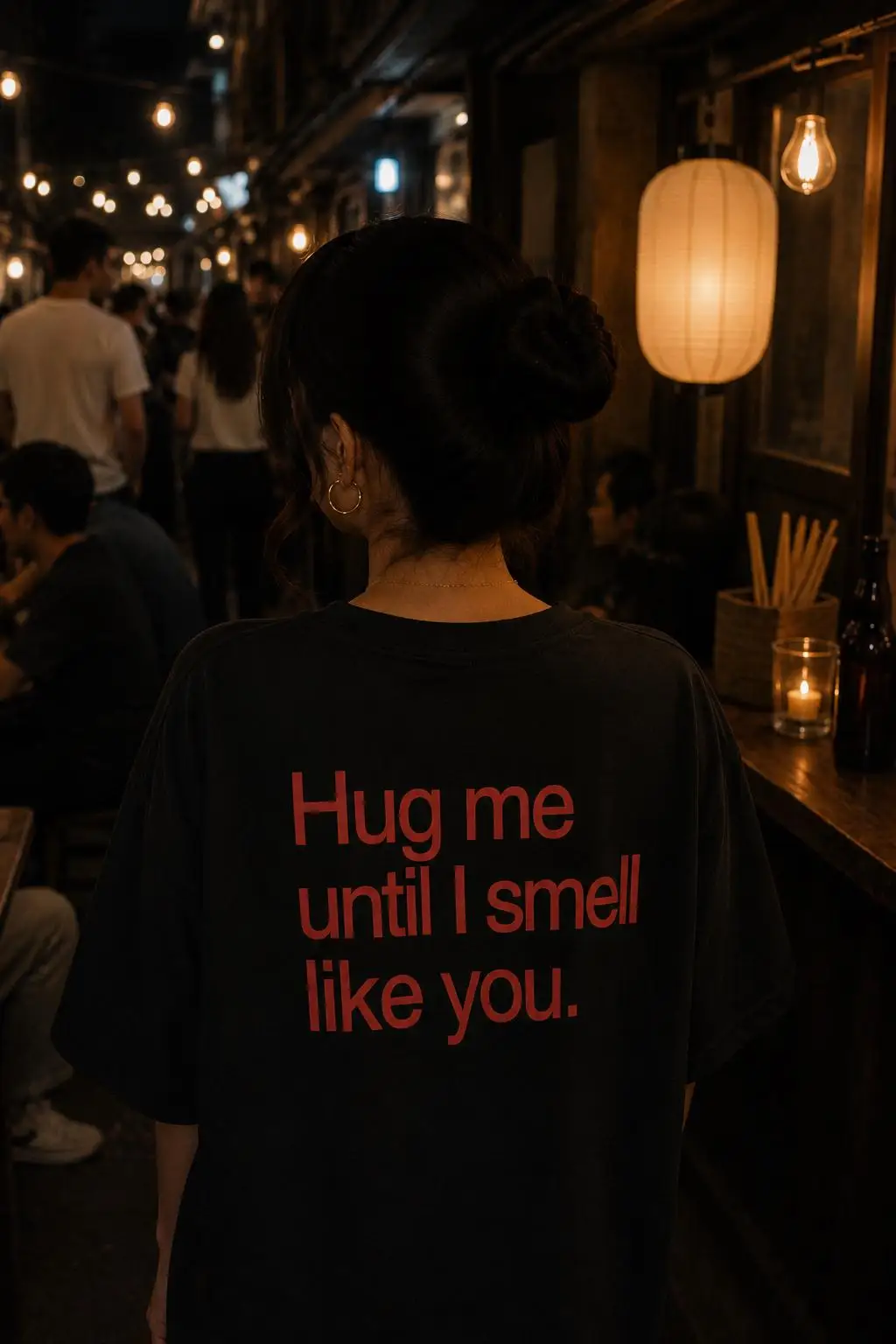 Fashion Design Hug Me Until I Smell Like You Shirt, Funny Romantic Quote Tee, Cute Couple Gift T-Shirt, Flirty Red Text Shirt