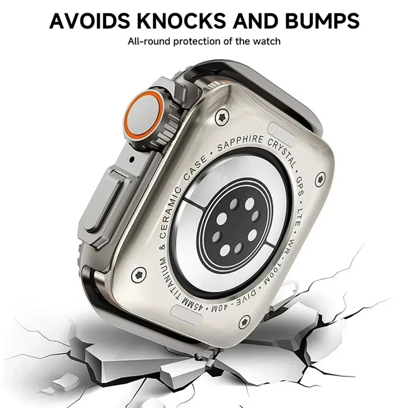 45MM Metal Watch Case For Apple Watch Series 9 8 7 5 6 4 SE 45Mm Sport Change To Ultra Protection Bumper Cover