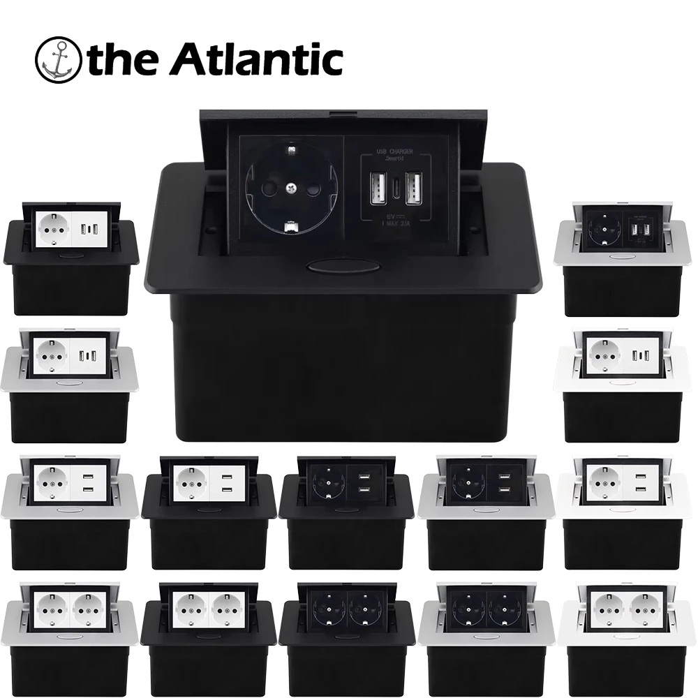 

EU Socket Desktop Socket With Dual USB Connectors And Type-C Interface Socket Desktop Pop-up Socket Hidden Socket 16A 250V