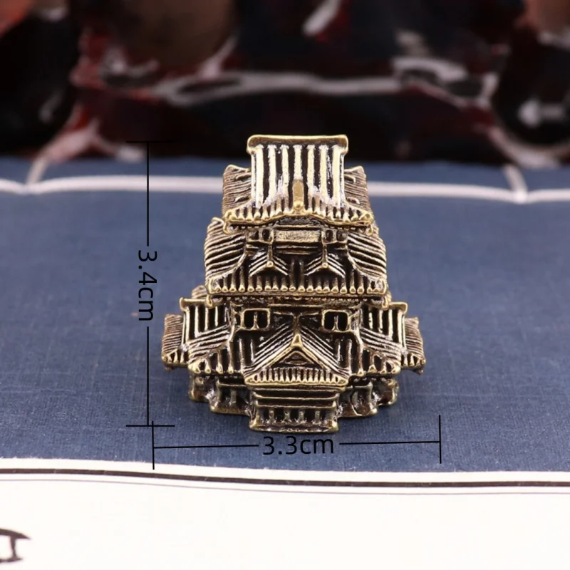 Brass Ancient Building Retro Building Decorative Creative Study Rockery Stone Fish Tank Landscape Desktop Crafts Small Ornaments