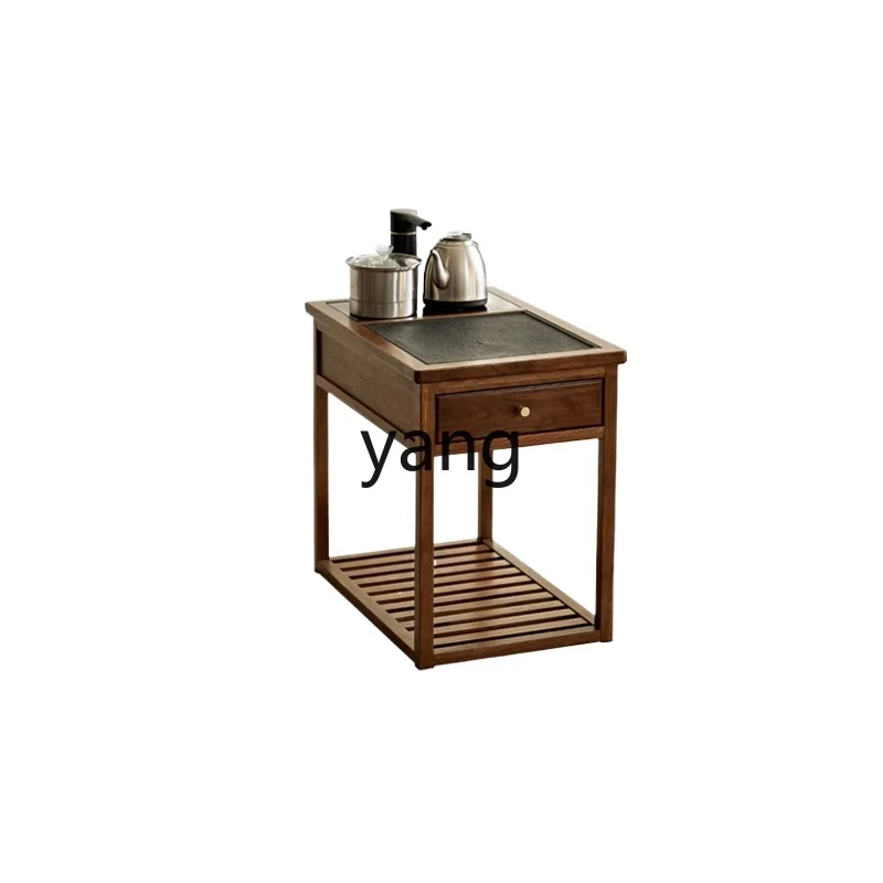

LTT black walnut small tea table kettle integrated living room solid wood small apartment balcony household tea table