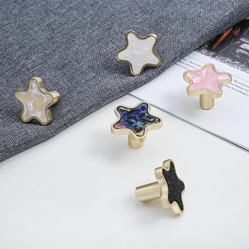 Handles Drawer Cabinet Furniture Kitchen Handles for Cabinet Knob Door Drawer Furniture Kitchen Knob Star Shaped Shape Shell
