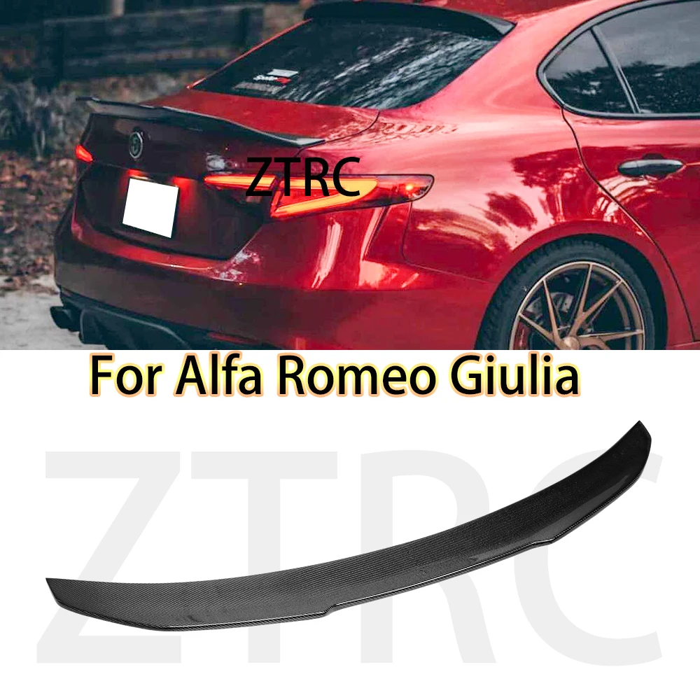 

Car Spoiler For Alfa Romeo Giulia PSM Style Real carbon fiber material Rear Spoiler Trunk wing