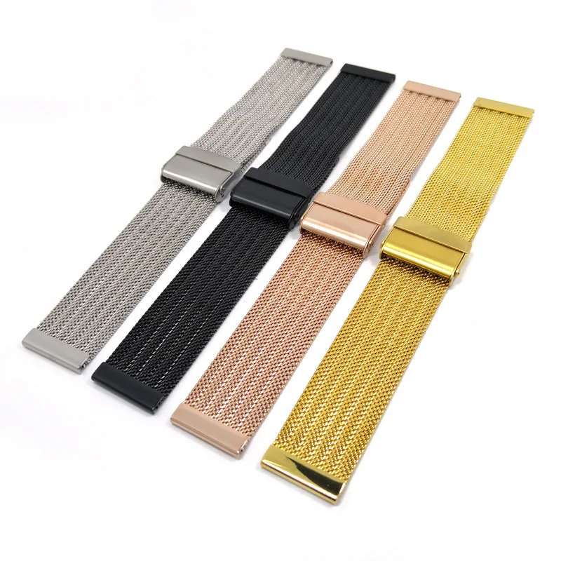 High Quality 0.6mm Milanese Mesh Watch Band for 8mm-22mm Men Women Universal Sport Watch Strap Accessories with Metal Buckle