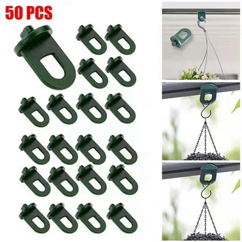 ABUP-Plastic Greenhouse Hanging Hooks Plant Flower Hanger Clips Garden Spare Parts Parts Fastener Tied Buckle Green Pot Hanger C