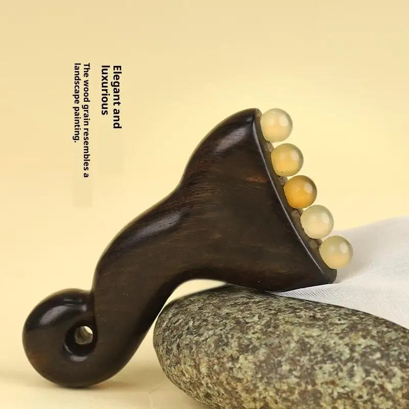 SU Sandalwood Manual Face Massage Tool Sculpting Massager Ram Horn Beads Natural Facial Gua Sha Tool Skin Care Muscle Relaxation