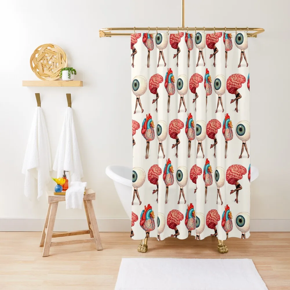 

Heart, Brain, Eyeball Pin-Ups Shower Curtain Bathroom Shower Waterproof Fabric Shower For Bathroom Luxury Bathroom Curtain