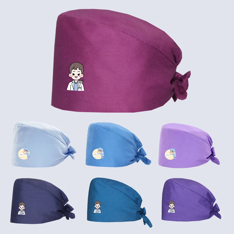 Men's Surgical Nursing Hat Pediatric Headwear for Women Cotton Veterinary Doctors Nurses Caps Breathable Medical Scrub Caps H08