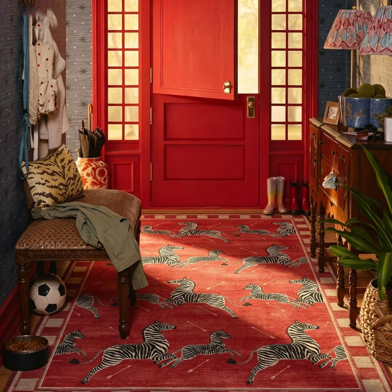 Living Room Carpet Soft Comfortable Large Sized Rug Non-slip Machine Washable Floor Mat Retro Cheetah Pattern Home Decor Rugs