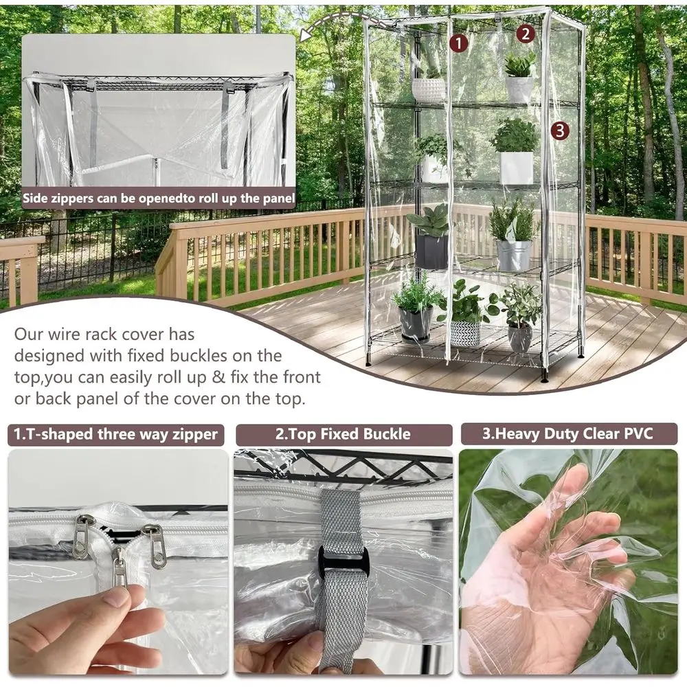 Przezroczysta, wodoodporna osłona na półki z PVC z zamkiem błyskawicznym, pasuje do półek o wymiarach 36 x 18 x 72 cali.