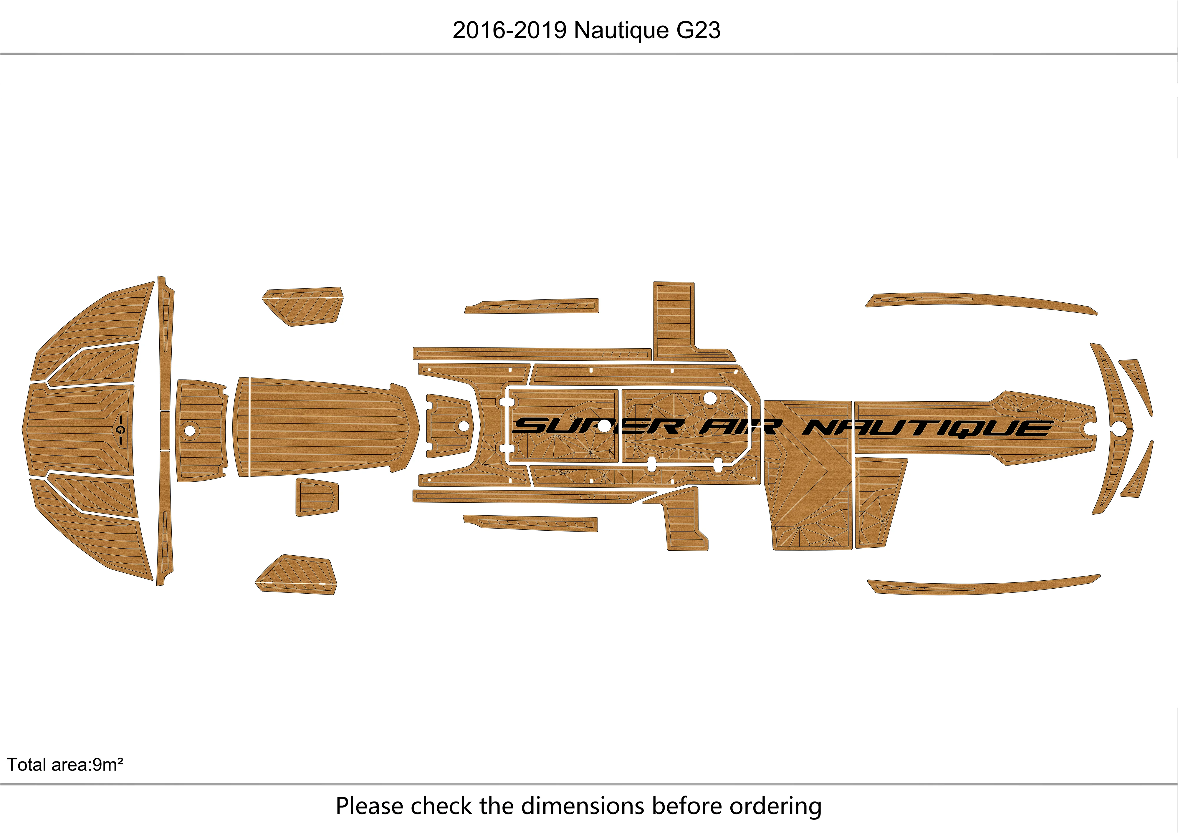 Non-Slip EVA Faux Teak Marine Mat Self-Adhesive 6mm Yacht Cockpit Pad for 2014-2018 Nautique G23 Boat Decking Easy Install