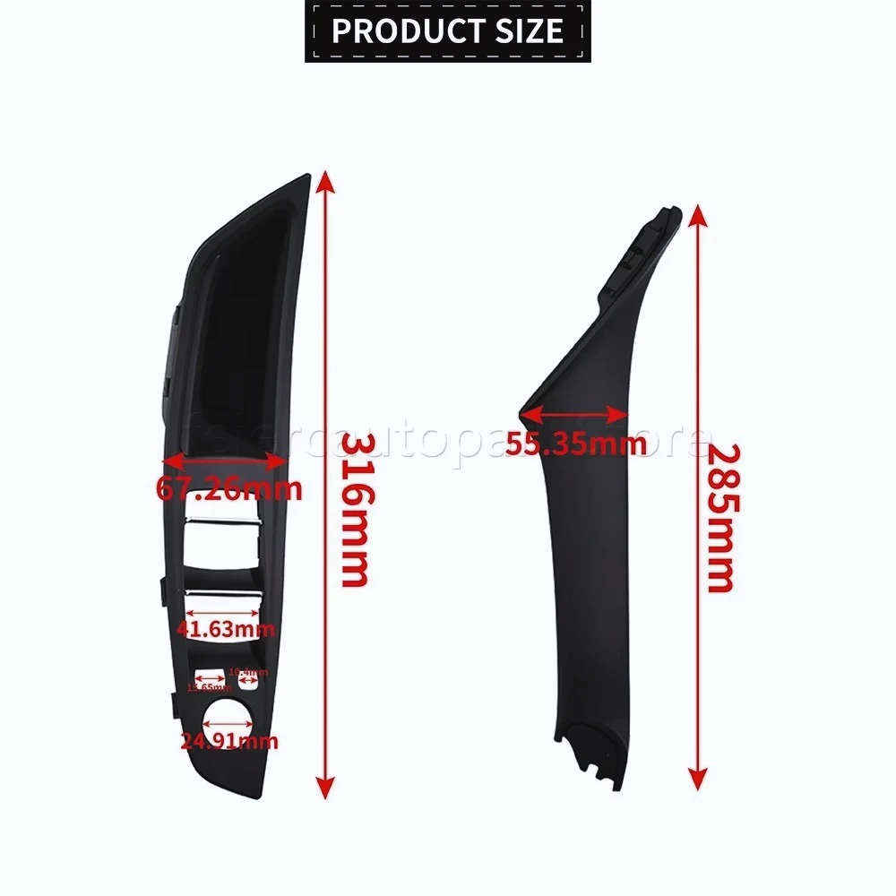 

Juego tirador embellecedor Panel reposabrazos puerta lantera Interior para BMW 5 Series F10 F11 F18 2010-2017 520i