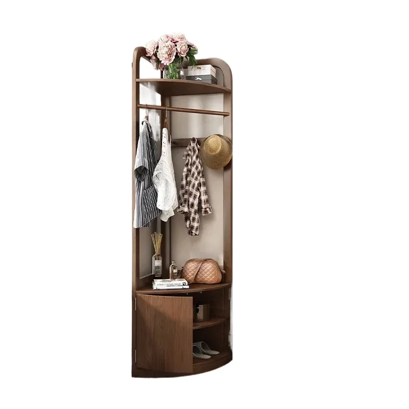 

#Portable Modern Bedroom Furniture Storage Corner Clothes Hook Mini Wood Coat Rack Stand