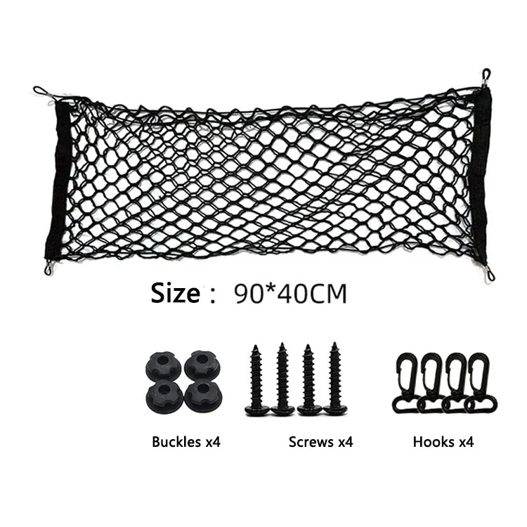 Mesh Cargo Net Holder Trunk Auto Elastic Cargo Storage Net With 4 Hooks