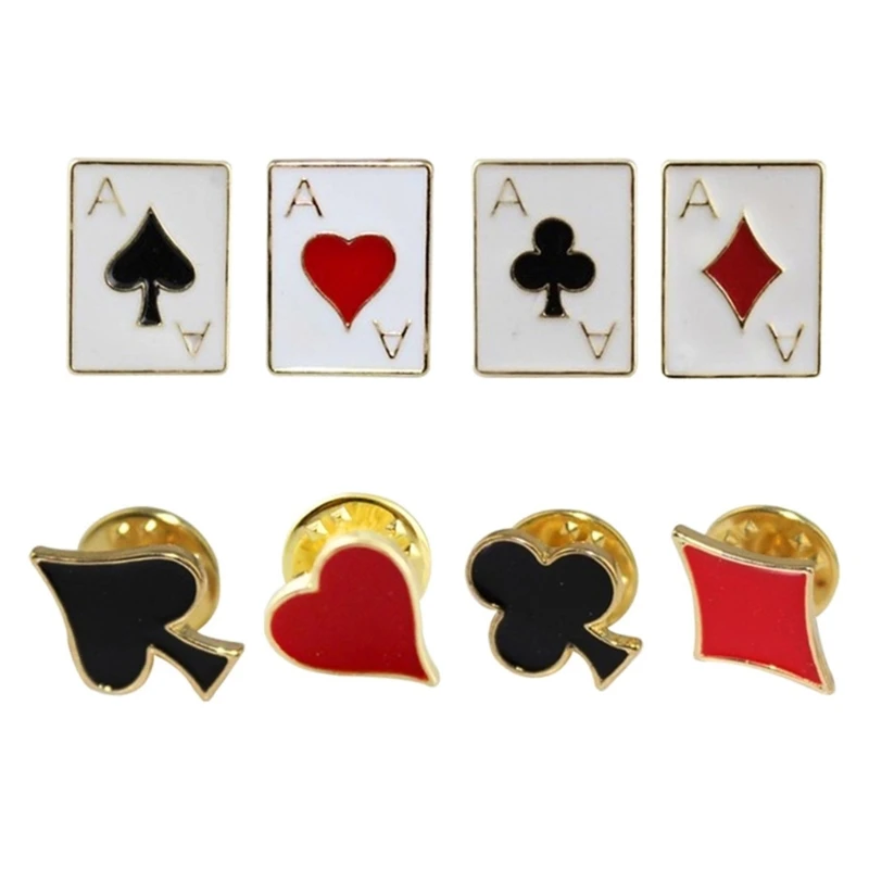 8 Pcs/set Cartoon Brooches Poker Brooch Badges Metal Pin for Clothes Jeans Backpack Hat Harajuku Poker Enamel Pins