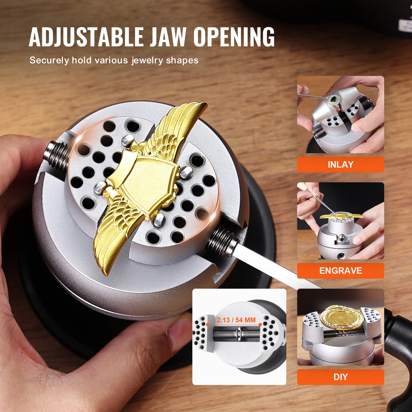 VEVOR Ball Vise 3" 5" Engraving Setting Tool Standard Rotation Engraving Block Vise Attachment Jewelry Engraving Block Tools