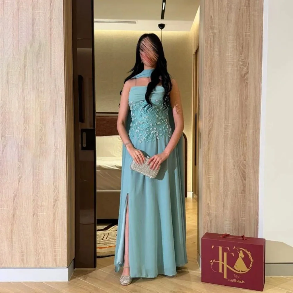 

Элегантное платье для выпускного вечера без рукавов с вырезом лодочкой по индивидуальному заказу и очаровательное кружевное платье с высоким разрезом и аппликацией, вечернее платье для вечеринок