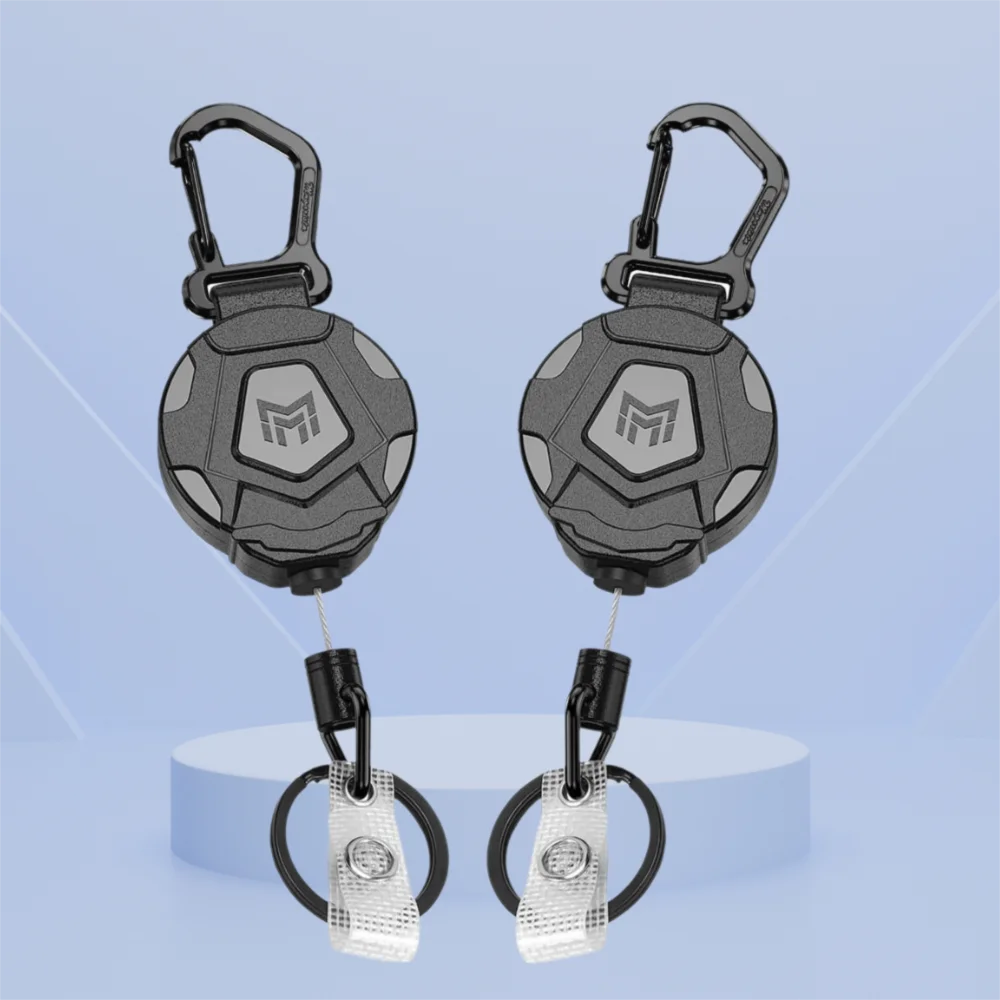 31.5”Steel Retractable Cord Retractable Keychain Anti Theft Heavy Duty Carabiner Badge Holder ID Badge Reel Telescopic Keychain