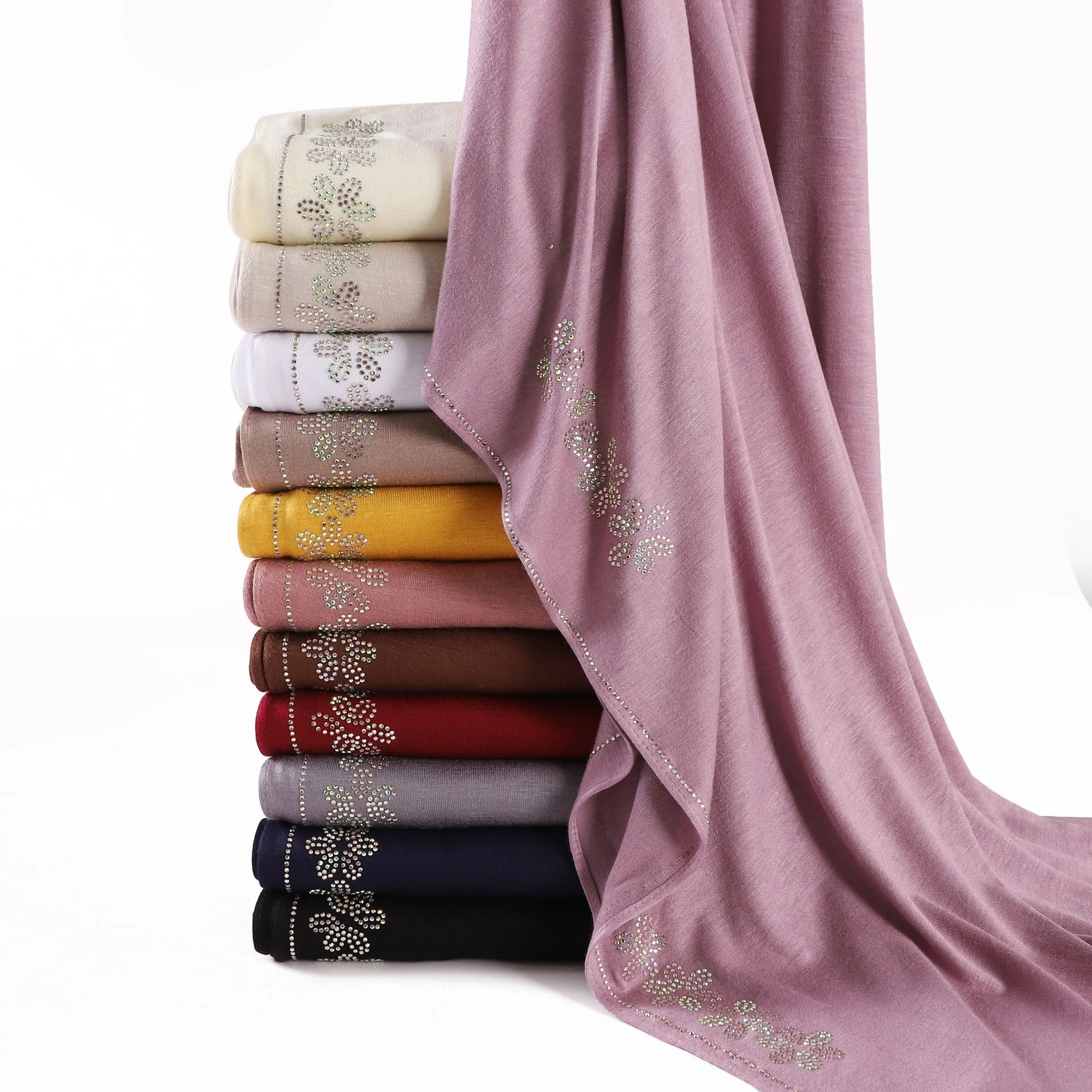 

Модальный хлопковый трикотаж 97% шарф-хиджаб, длинная мусульманская шаль, однотонный мягкий тюрбан, повязка на голову для женщин, повязка на голову в Африке 170x70 см